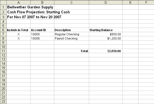 Sending your cash flow report to Microsoft Excel